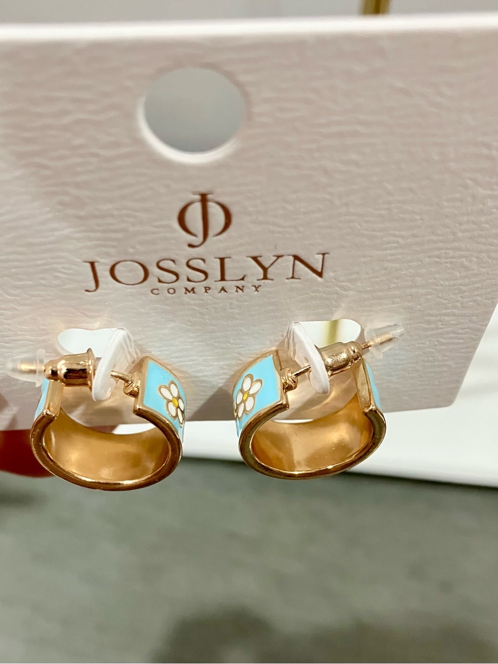 Josslyn Blue Floral Huggie Hoop Earrings
